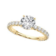 GIA Certified 2.01ct Round Partial Eternity Band Entwined Prong Diamond Ring