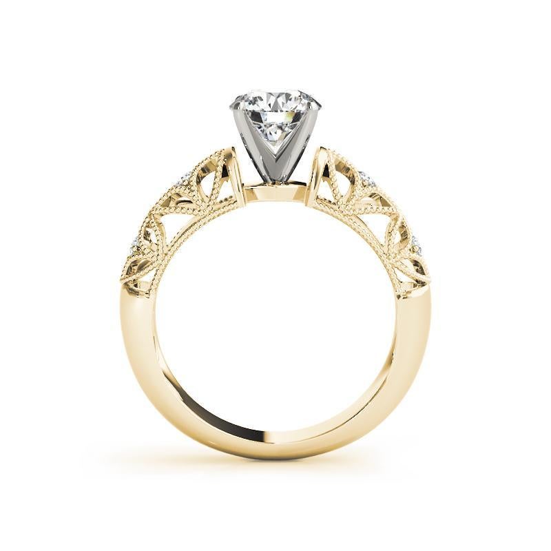 Taille ronde GIA Certified 2.01ct Round Solitaire Milgrain Filigree Trellis Diamond Ring en vente