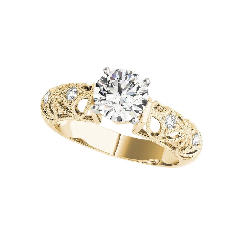 GIA Certified 2.01ct Round Solitaire Milgrain Filigree Trellis Diamond Ring