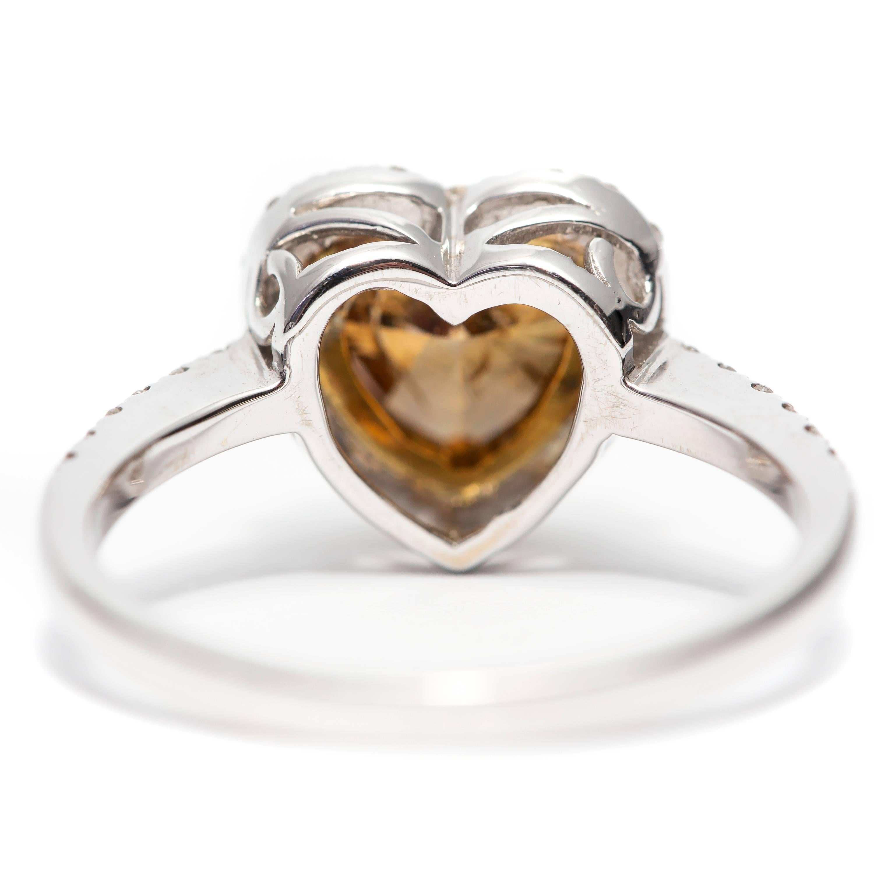 Modern GIA Certified 2.02 Carat 18 Karat White Gold Brown Diamond Halo Engagement Ring  For Sale