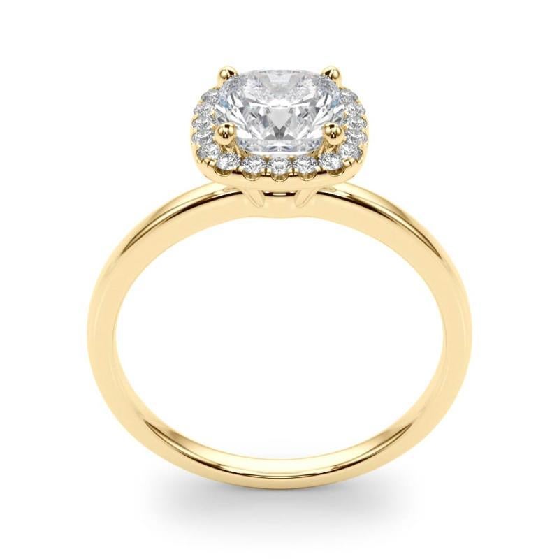 GIA Certified 2.02 Carat Basket Set Square Cushion Halo Diamond Ring For Sale 1