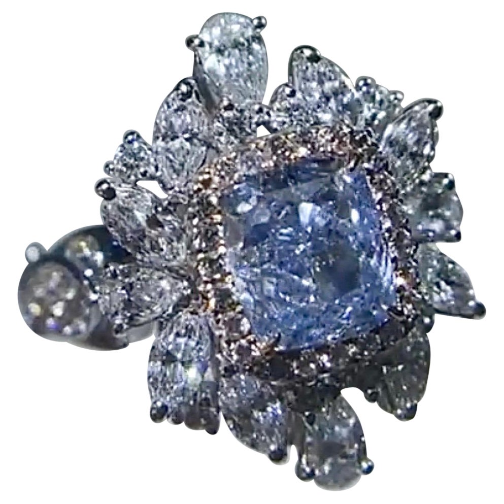 GIA-zertifizierter 2,02 Karat blauer Diamant-Cocktail-Verlobungsring / Anhänger