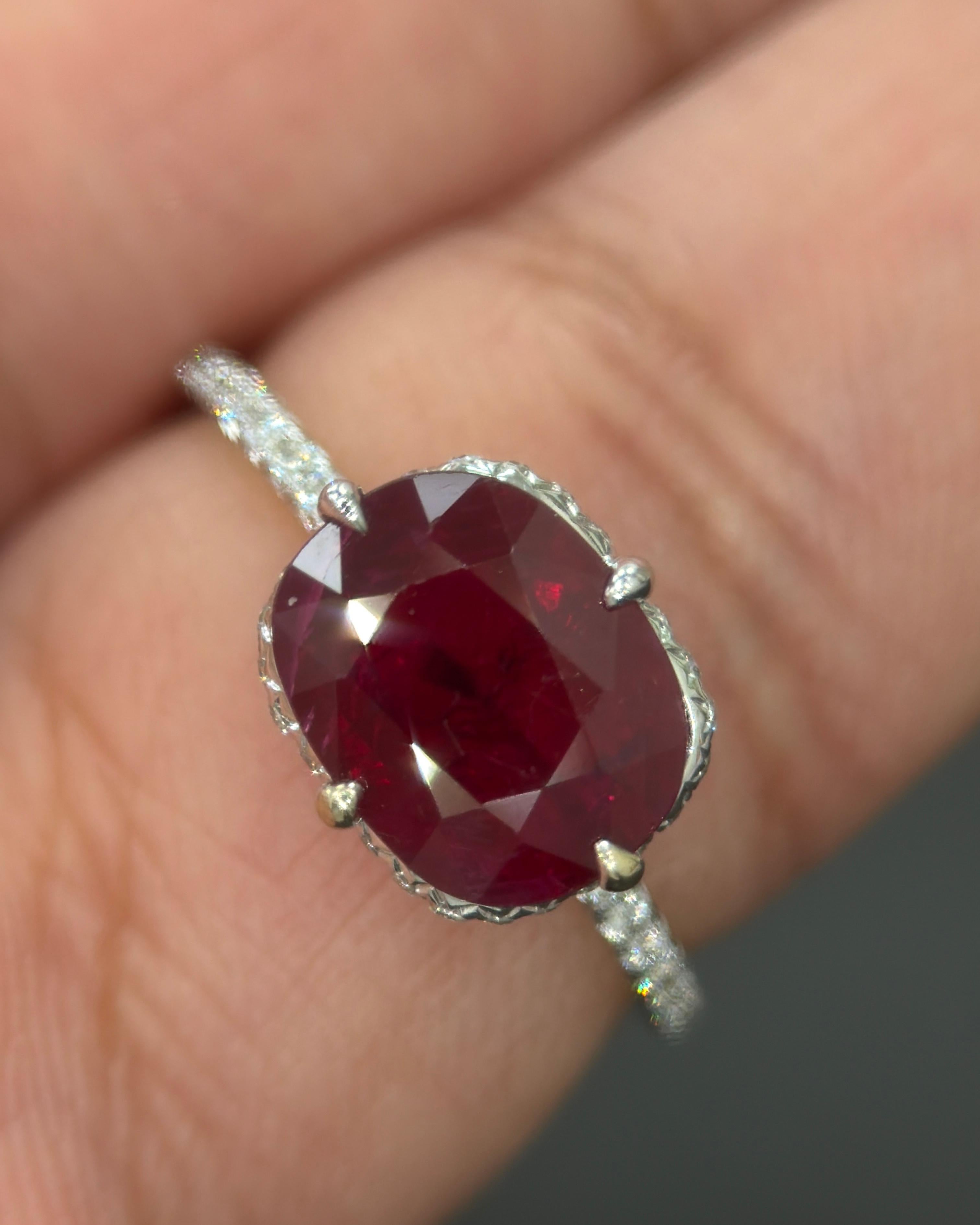 GIA zertifiziert 2,02 Karat Burma No Heat Vivid Red Ruby Diamond 18K Gold Ring im Angebot 9