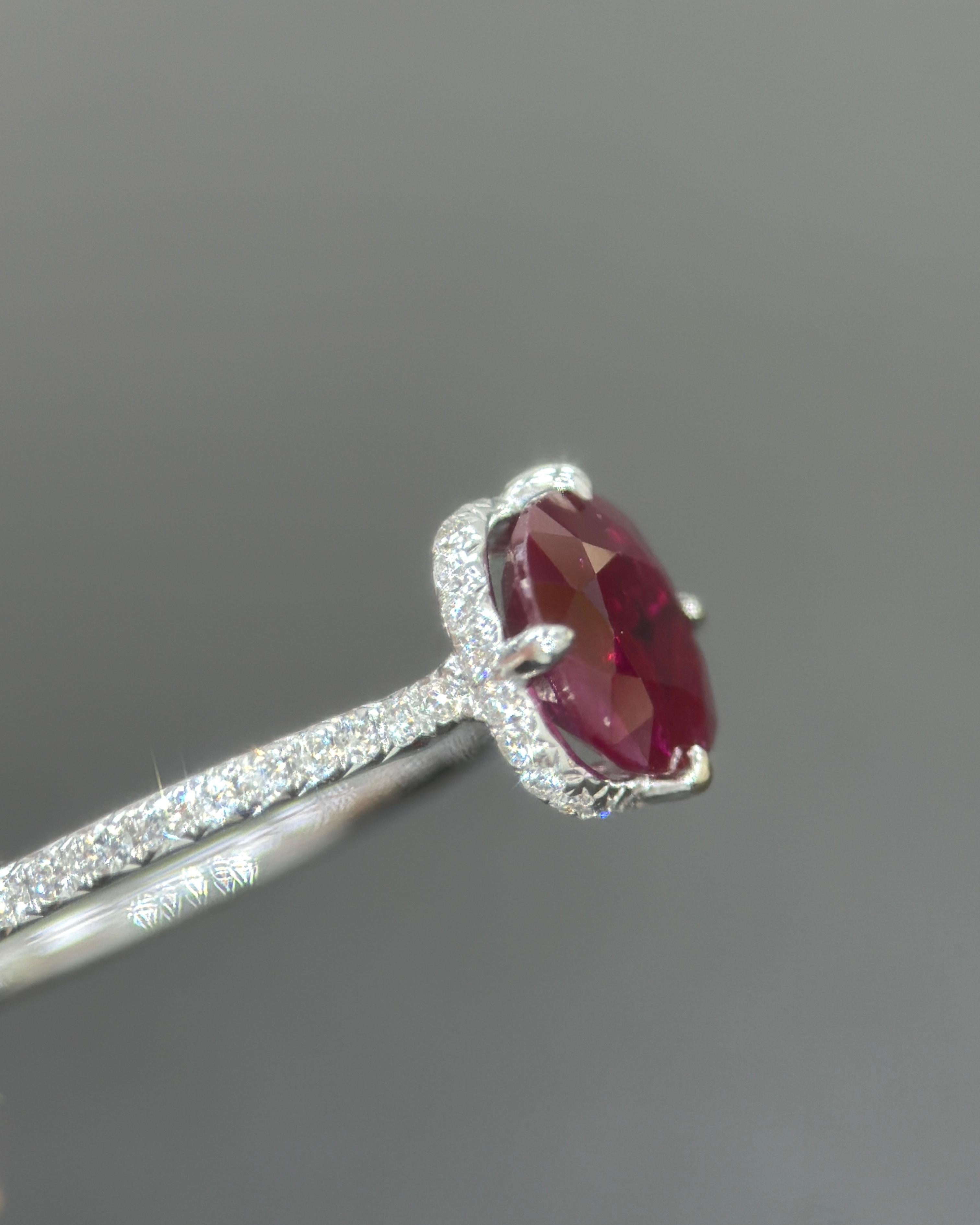 GIA zertifiziert 2,02 Karat Burma No Heat Vivid Red Ruby Diamond 18K Gold Ring im Angebot 10