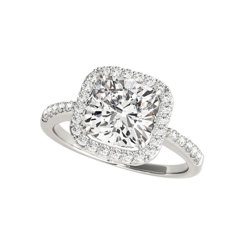 GIA Certified 2,02 Carat Cushion Halo Openwork Basket Platinum Diamond Ring