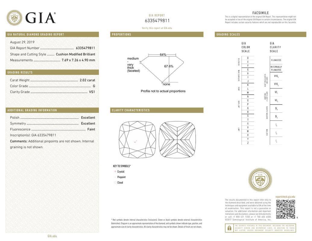 Contemporaneo Anello di diamanti a fascia intrecciata con cuscino da 2,02 carati certificato GIA in vendita