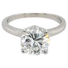 Bague solitaire en or blanc de 2,02 carats de couleur D et de pureté VVS2, certifiée par le GIA