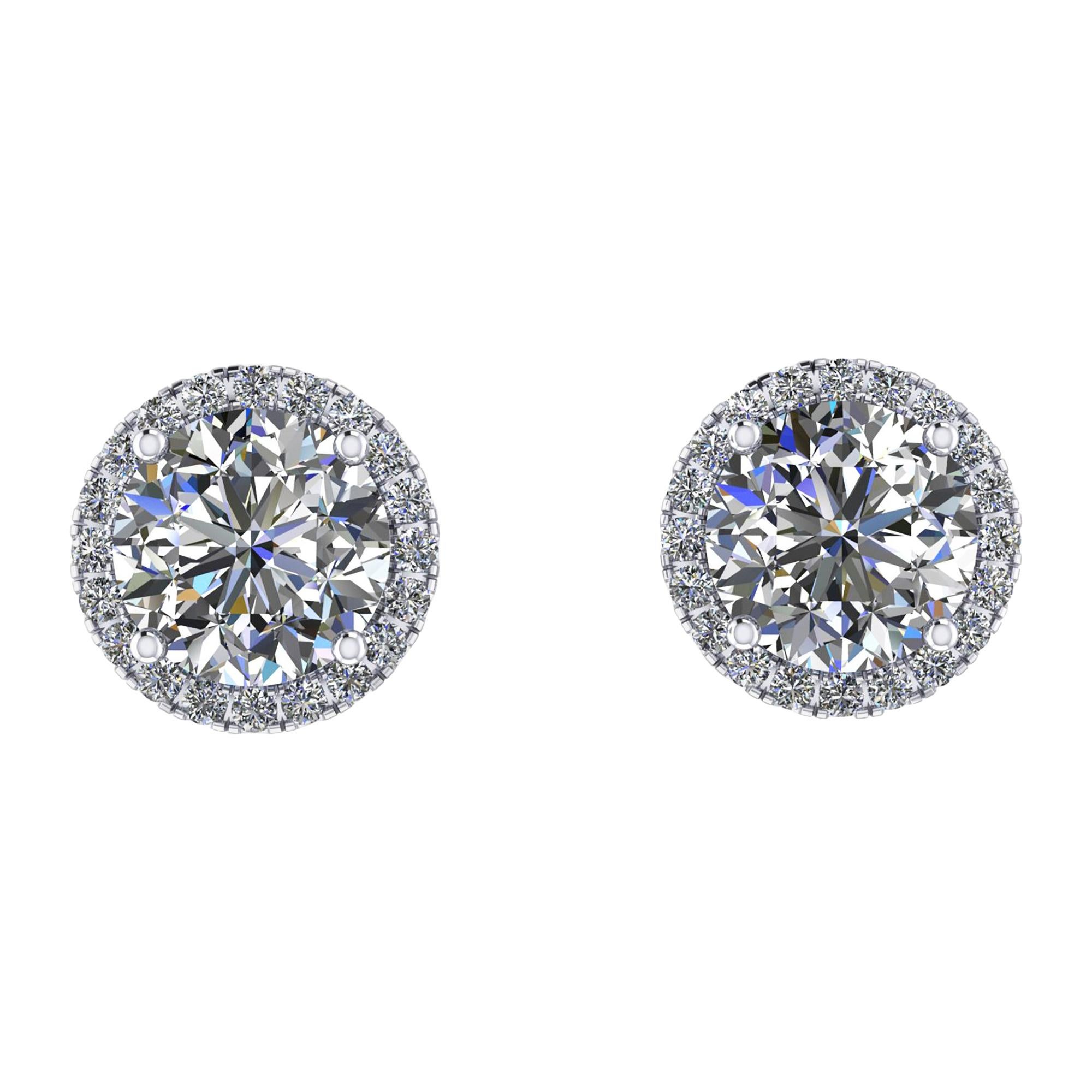 GIA Certified 2.02 Carat Diamond Platinum Halo Stud Earrings
