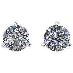 GIA Certified 2.02 Carat E Color VS1/VS2 Platinum Martini Studs