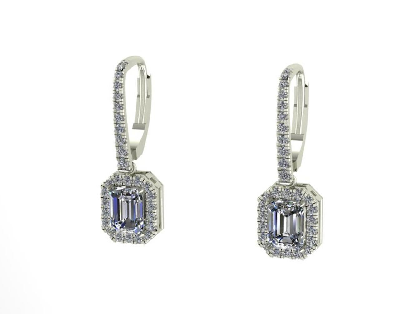 Pendants d'oreilles de 2,02 carats, certifiés GIA, taille émeraude VS2, pureté G en vente 1
