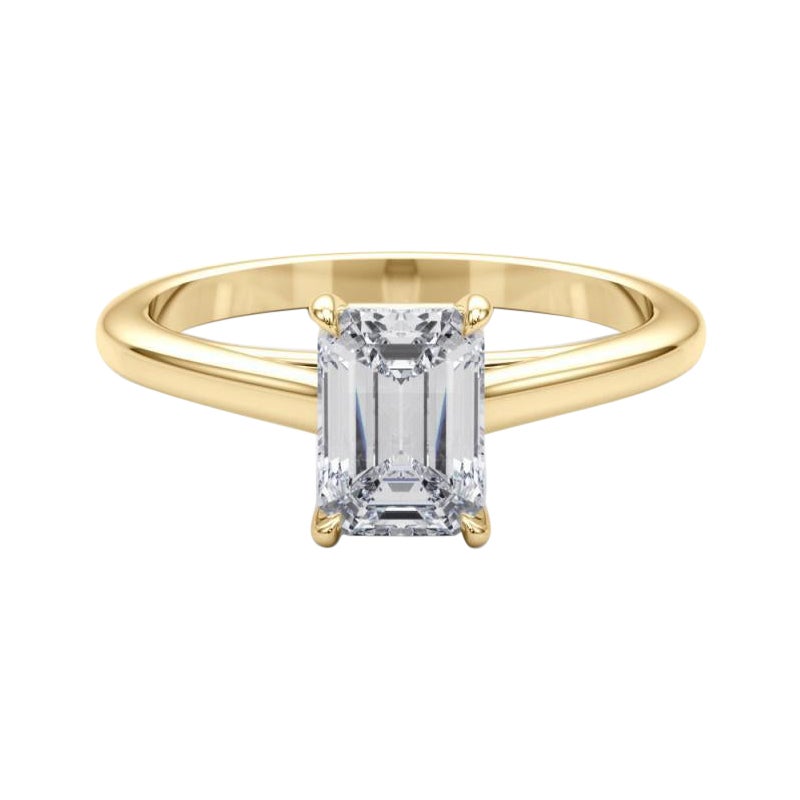 GIA zertifiziert 2.02 Karat Smaragd Solitär Kathedrale Diamantring