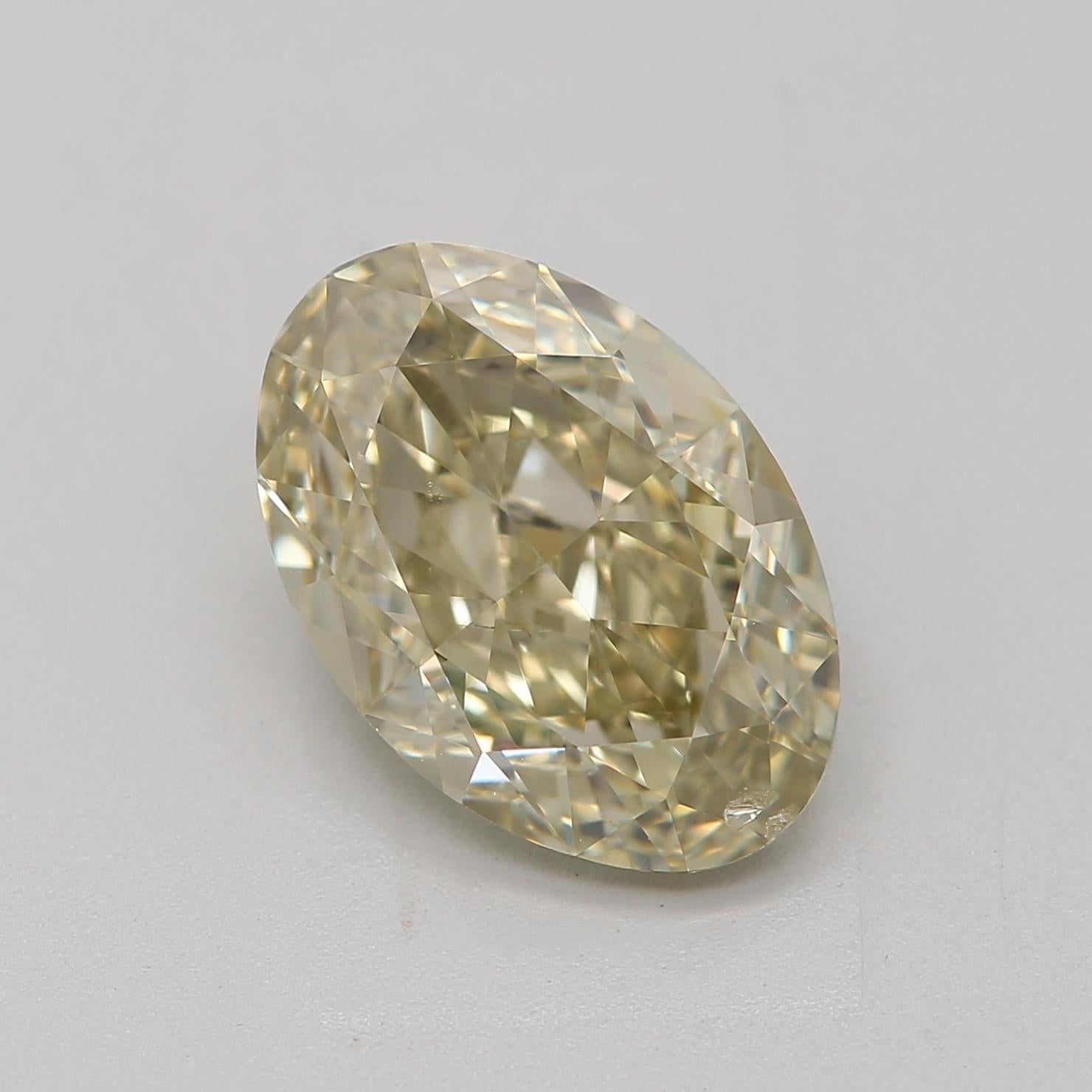 Certificate: GIA
Report Number: 2427972856
Shape And Cut: Oval
Carat Weight: 2.02 carat
Measurements: 9.98 x 6.73 x 4.06 mm
Color Grade: Fancy Brownish Greenish Yellow

FEATURES OF THE DIAMOND:

This fancy brownish greenish yellow diamond exhibits a