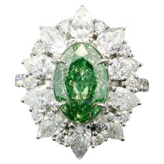 GIA Certified 2.02 Carat Fancy Brownish Greenish Yellow SI2 Clarity Diamond ring