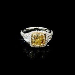 GIA zertifiziert 2,02 Karat Fancy bräunlich gelb SI1 Klarheit Diamantring