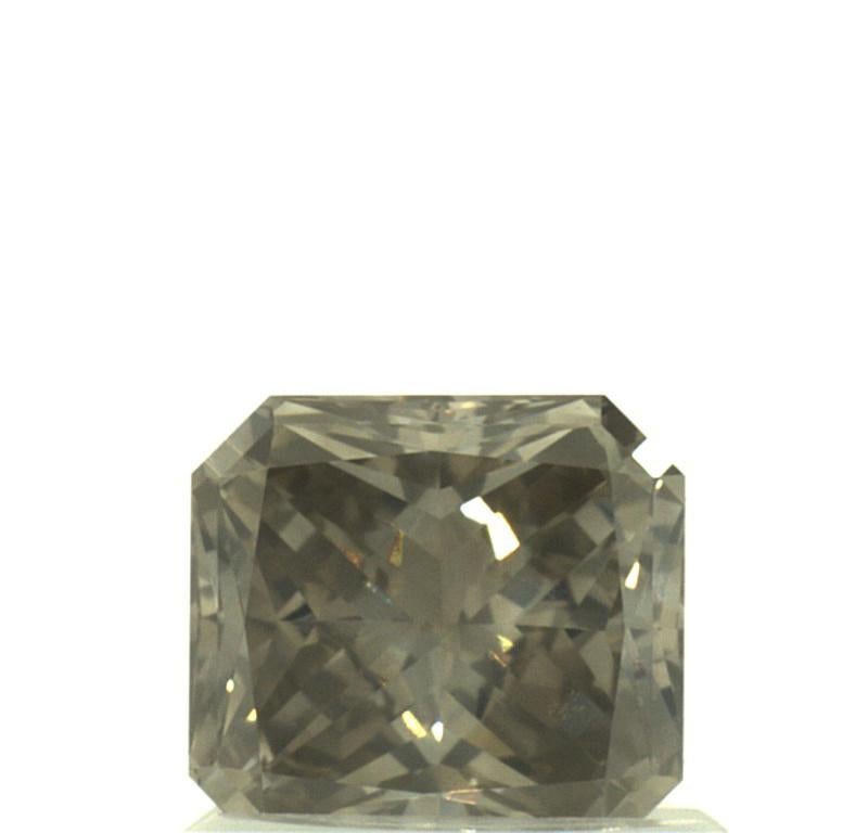 Radiant Cut GIA Certified 1.62 Carat Fancy Greenish Yellow-Brown Radiant Diamond Ring in 14K For Sale