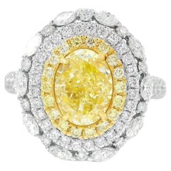 GIA Certified 2.02 Carat Fancy Yellow I2 Clarity Diamond Ring