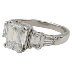 GIA Certified 2.02 Carat H SI1 Emerald Cut Natural Diamond Engagement Ring