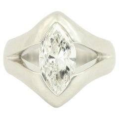 GIA Certified 2.02 Carat Marquise Diamond Platinum Engagement Ring by Bracken
