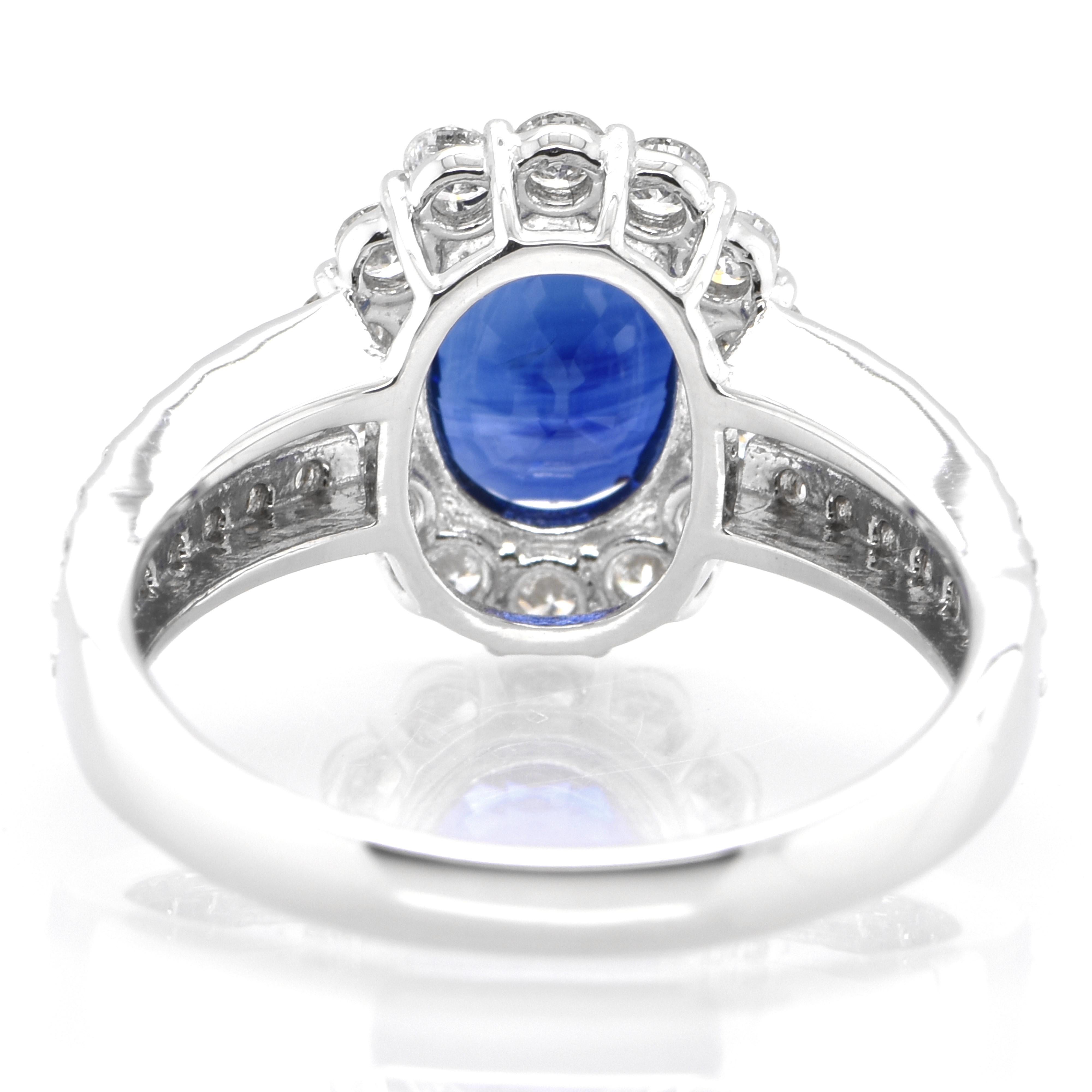 Women's GIA Certified 2.02 Carat Natural Ceylon Sapphire & Diamond Ring Set in Platinum