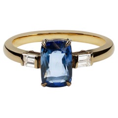 Anello con zaffiro blu di Ceylon naturale da 2,02 carati (senza trattamento termico) certificato GIA e diamanti