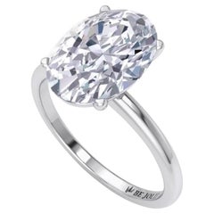 Bague de fiançailles en or blanc 18 carats avec diamant taille ovale de 2,02 carats certifié par le GIA