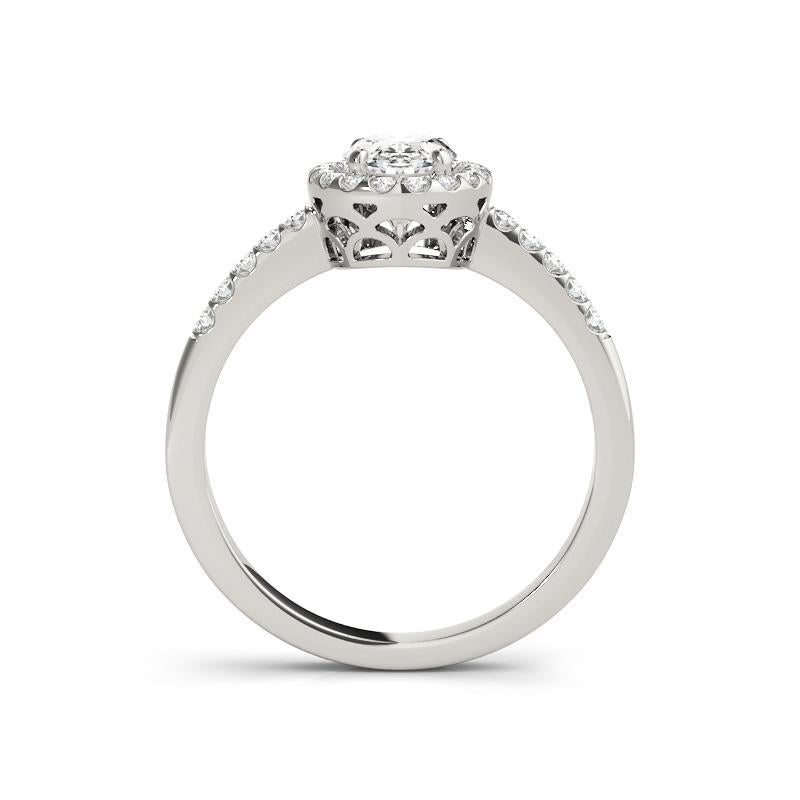 GIA zertifiziert 2,02 Karat Oval Halo Pave Openwork 18K Weißgold Diamantring (Ovalschliff) im Angebot