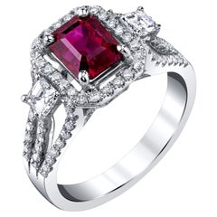 GIA Certified 2.02 Carat Pigeon's Blood Burmese Ruby and Diamond Cocktail Ring