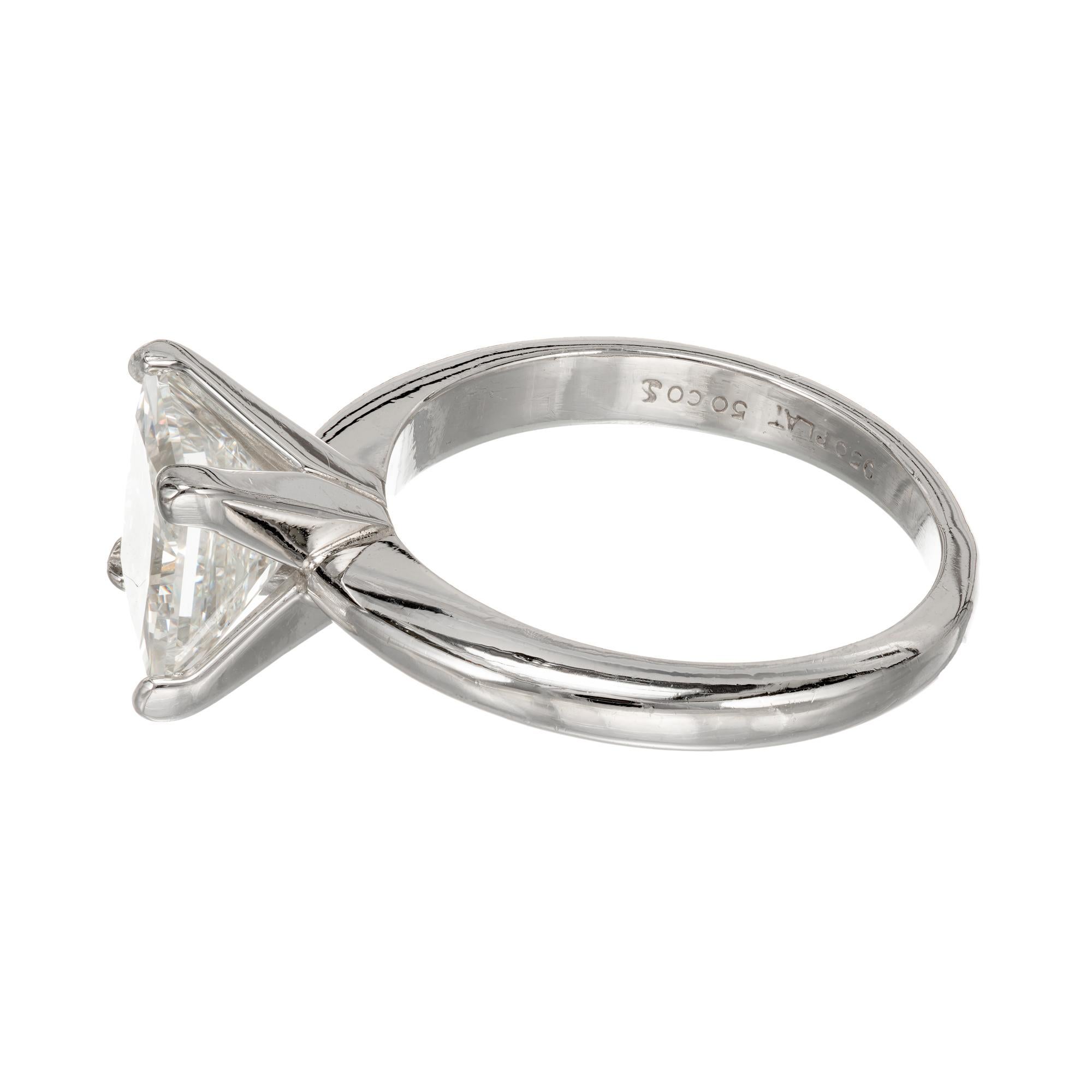 platinum square cut engagement rings