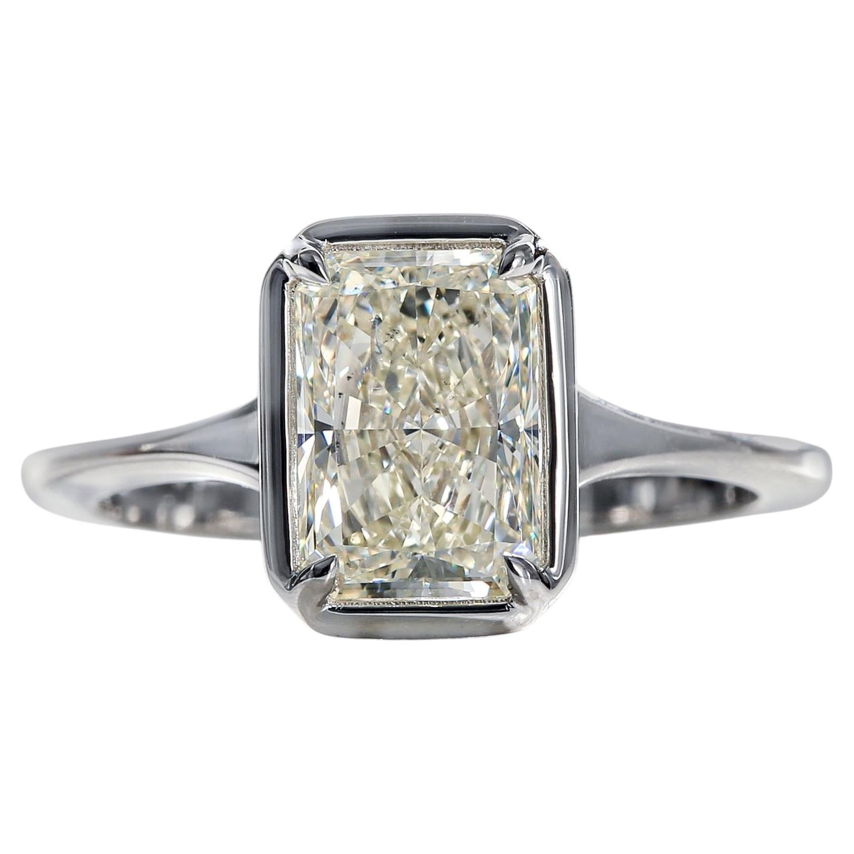 GIA Certified 2.02 Carat Radiant Cut Diamond Ring in 18K White Gold