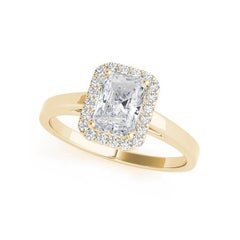 Anello con diamante radiante aureolato in oro giallo 18 carati certificato GIA da 2,02 carati