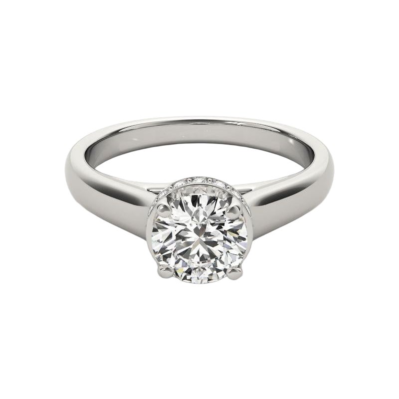GIA Certified 2.02 Carat Round Hidden Halo Trellis (Treillis caché)  Bague en diamant