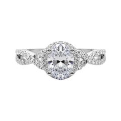 Bague de diamant en platine certifiée GIA 2.02 carat Solitaire Oval Halo Infinity