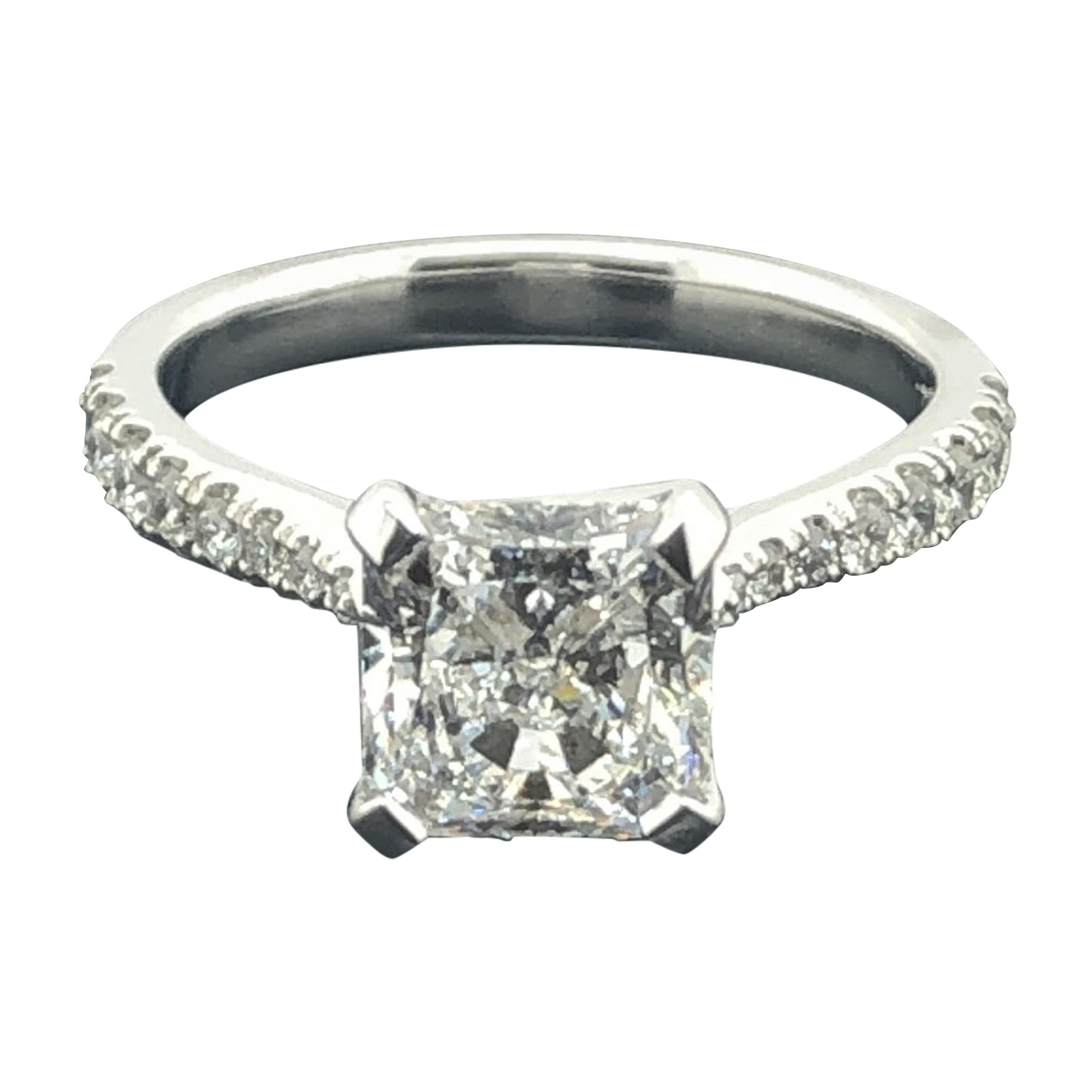 GIA Certified, 2.02 Carat Square Radiant Cut, Solitaire Diamond Engagement Ring For Sale