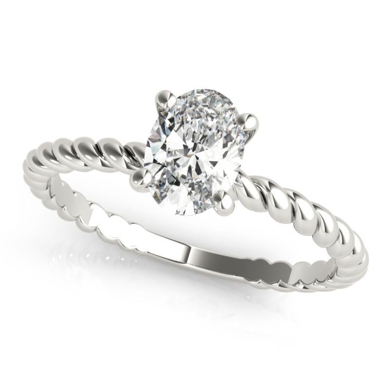 Taille ovale Bague en platine certifiée GIA de 2,02 carats, solitaire ovale à anneau torsadé en vente
