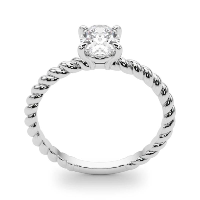 Bague en platine certifiée GIA de 2,02 carats, solitaire ovale à anneau torsadé Pour femmes en vente