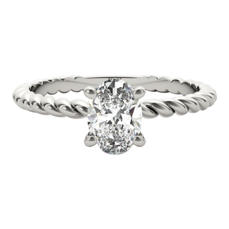 GIA Certified 2.02 Carat Twisted Band Oval Solitaire Platinum Diamond Ring
