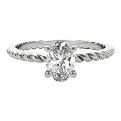 GIA Certified 2.02 Carat Twisted Band Oval Solitaire Platinum Diamond Ring