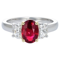 GIA Certified 2.02 Carats Ruby Diamonds set in 18K Yellow Gold and Platinum Ring