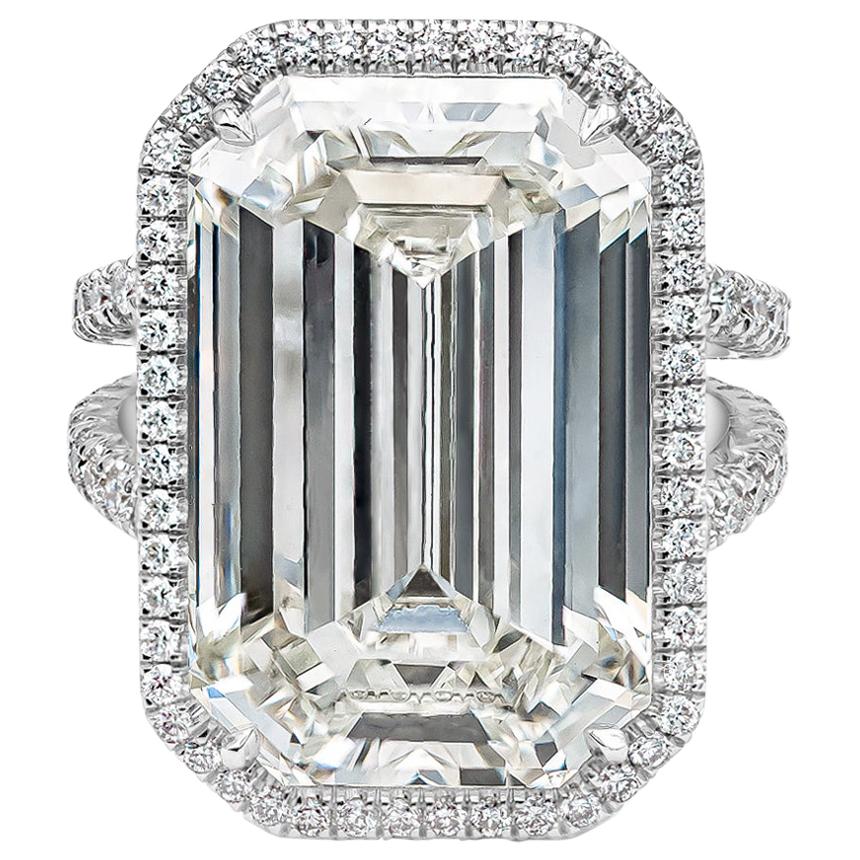 GIA Certified 20.21 Carat Emerald Cut Diamond Halo Engagement Ring