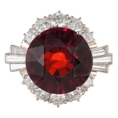 Anillo de cóctel de oro con diamantes y granate de hessonita natural de 20,28 quilates certificado por el GIA