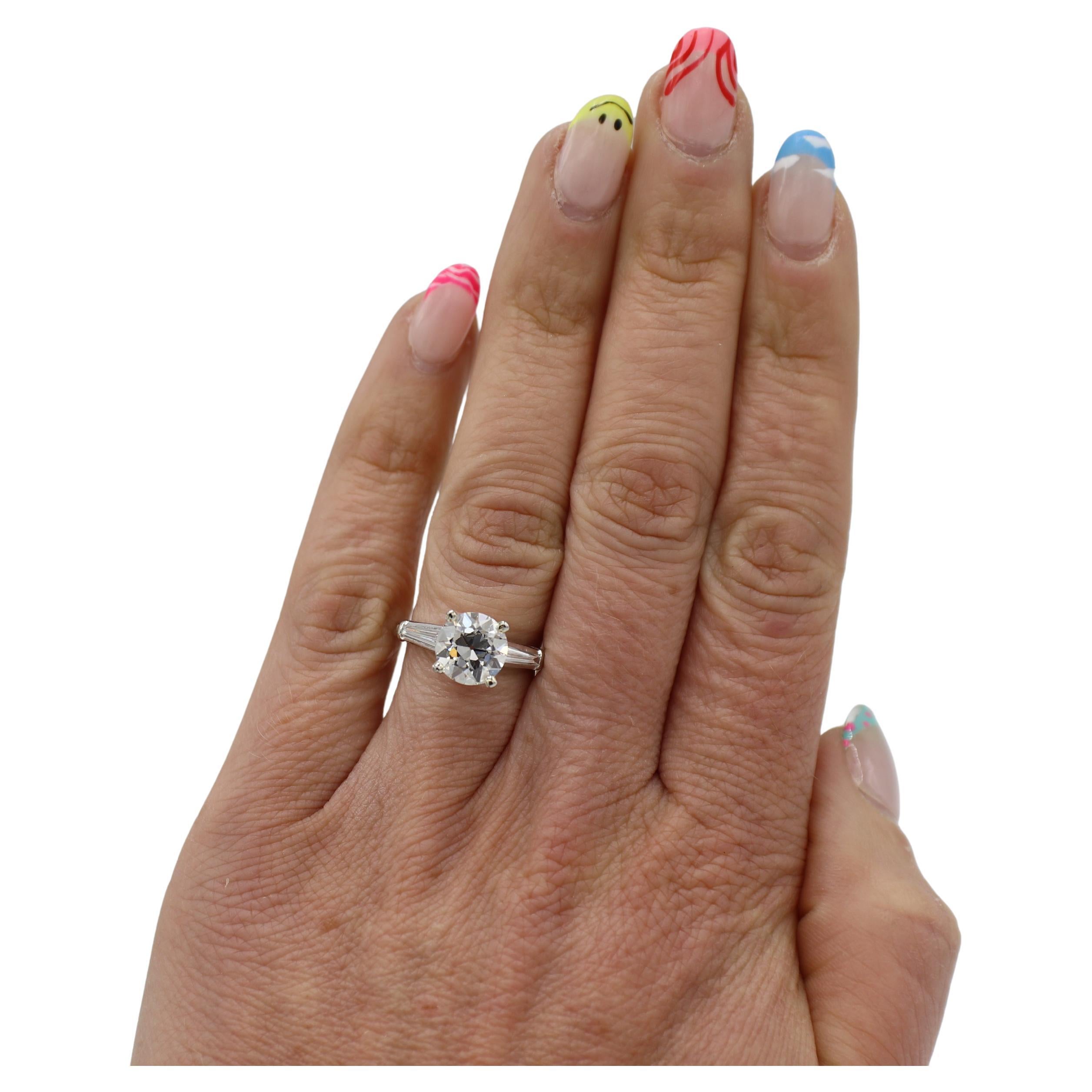 Art Deco GIA Certified 2.02ct Circular European I SI1 Natural Diamond Engagement Ring For Sale