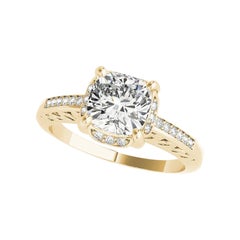 GIA zertifiziert 2.02ct Cushion Hidden Halo Scroll Cathedral Diamantring