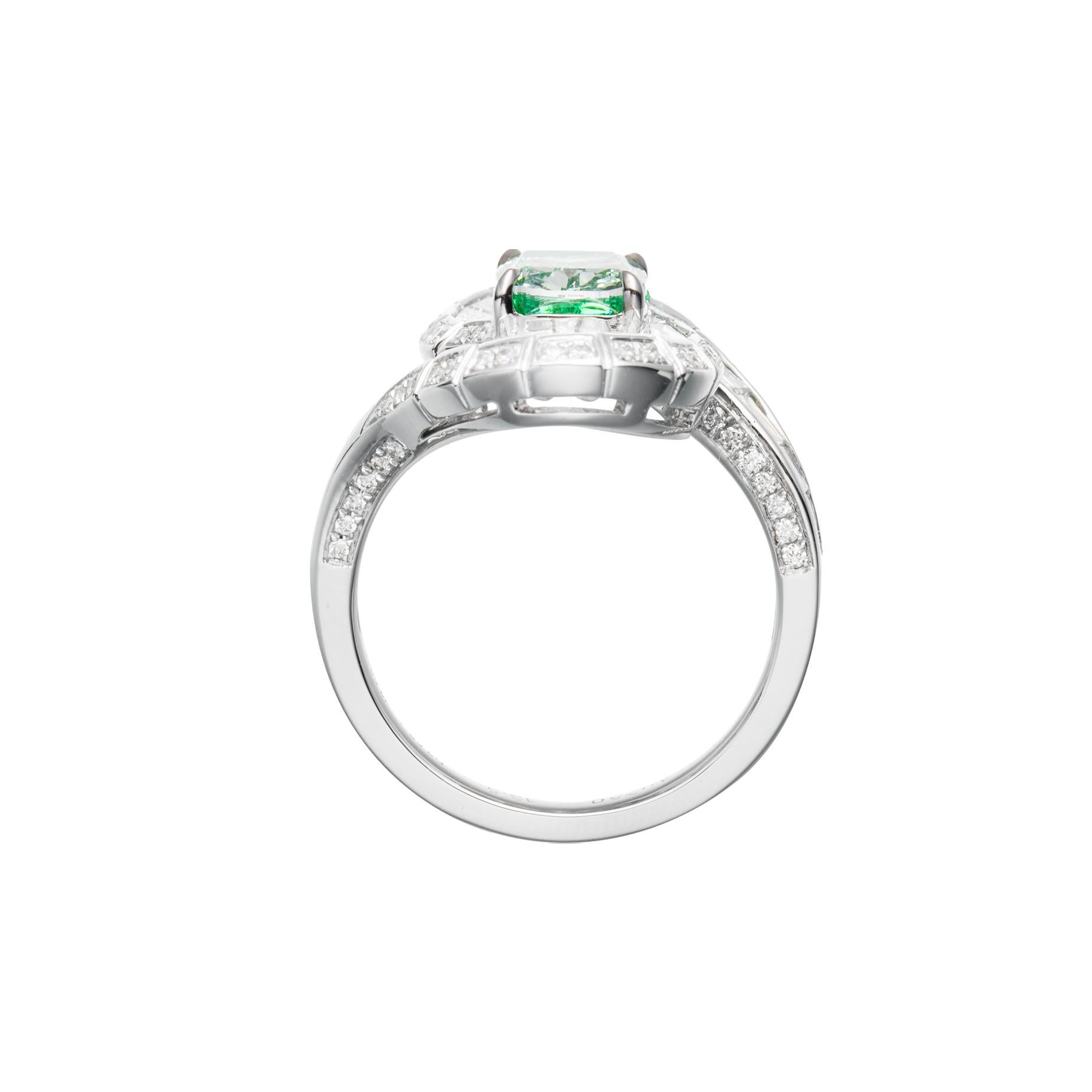 GIA-zertifizierter, 2,02 Karat natürlicher gelbgrüner Fancy-Ring in Kissenform in 18KT.  (Kissenschliff) im Angebot