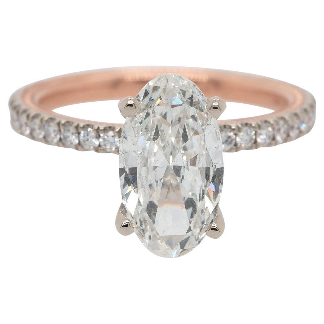 GIA Certified 2.02ct Natural Oval Cut Diamond Engagement Ring 14 Karat in Stock