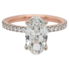 GIA Certified 2.02ct Natural Oval Cut Diamond Engagement Ring 14 Karat in Stock