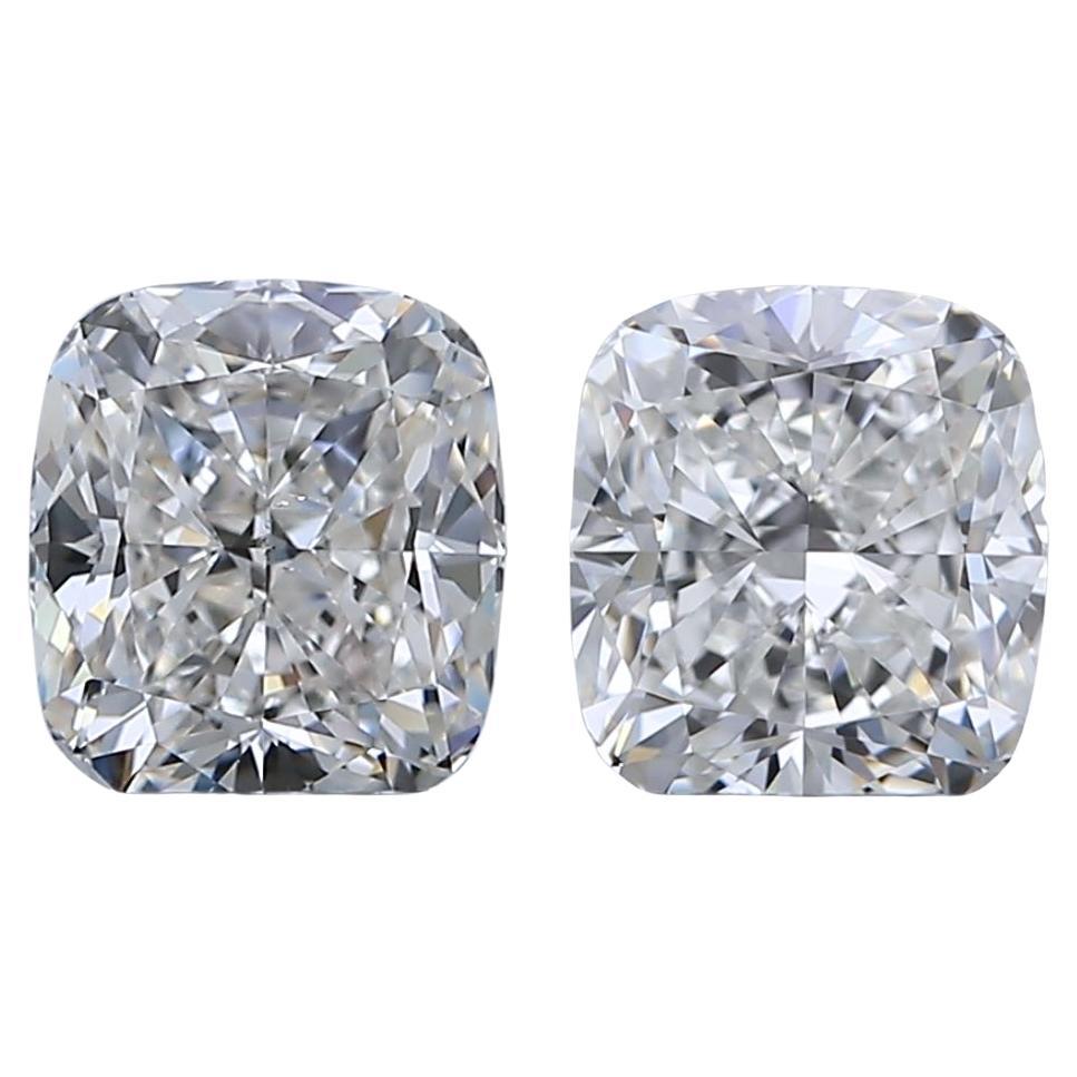 GIA Certified 2.02ct Pair of Cushion-Shaped Diamonds For Sale