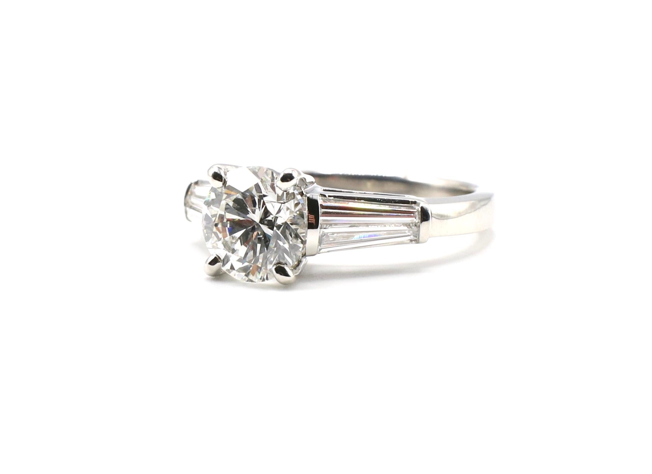 Round Cut GIA Certified 2.02 Carat Round Brilliant F I1 Diamond Platinum Engagement Ring