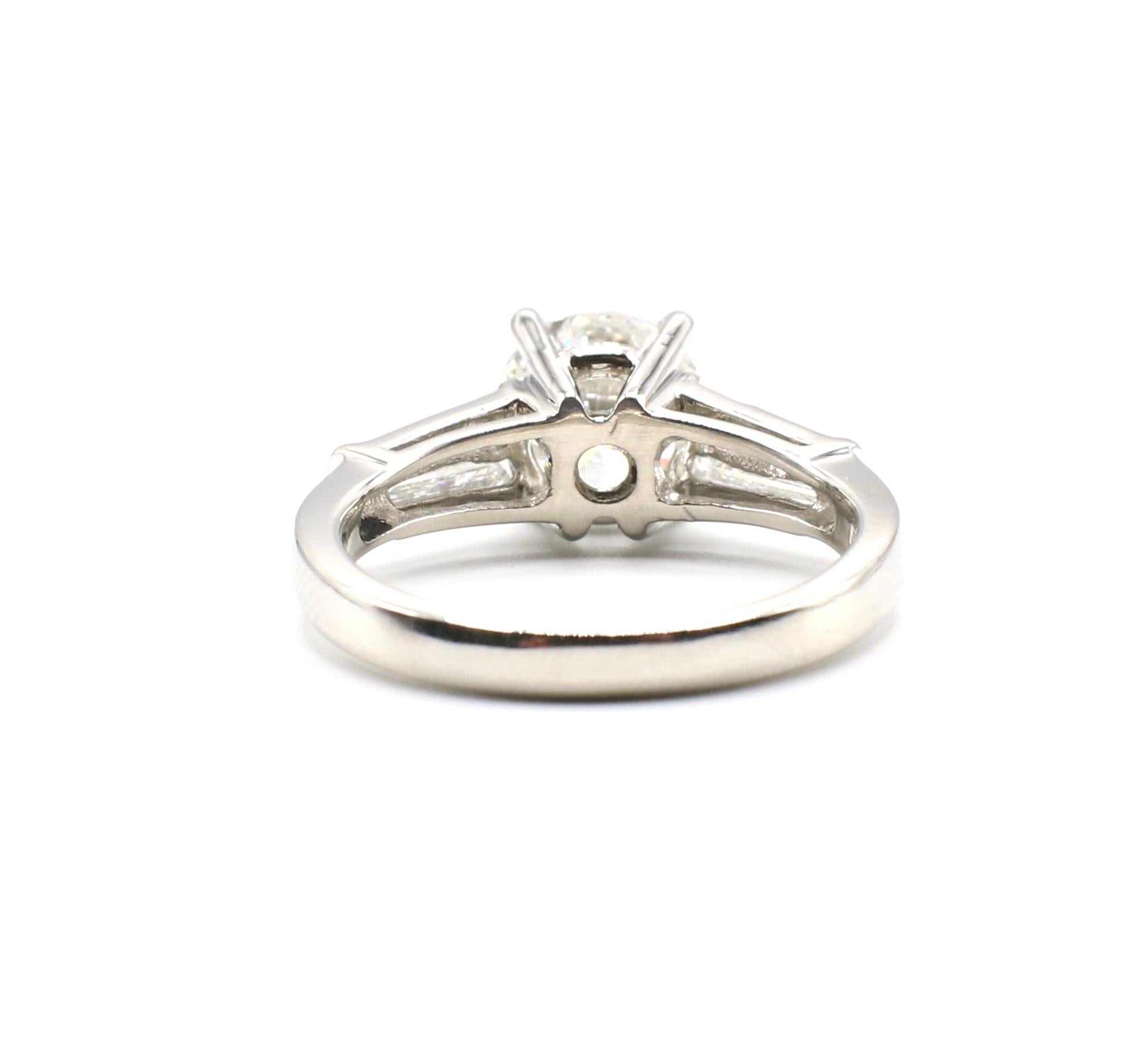 Women's or Men's GIA Certified 2.02 Carat Round Brilliant F I1 Diamond Platinum Engagement Ring