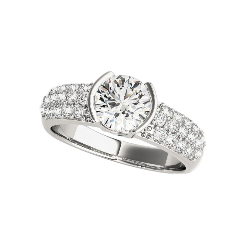Anello di diamanti in platino con solitario moderno a mezzo castone, certificato GIA da 2.02 ct.