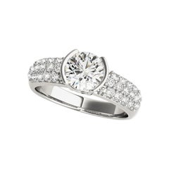 Anello di diamanti in platino con solitario moderno a mezzo castone, certificato GIA da 2.02 ct.